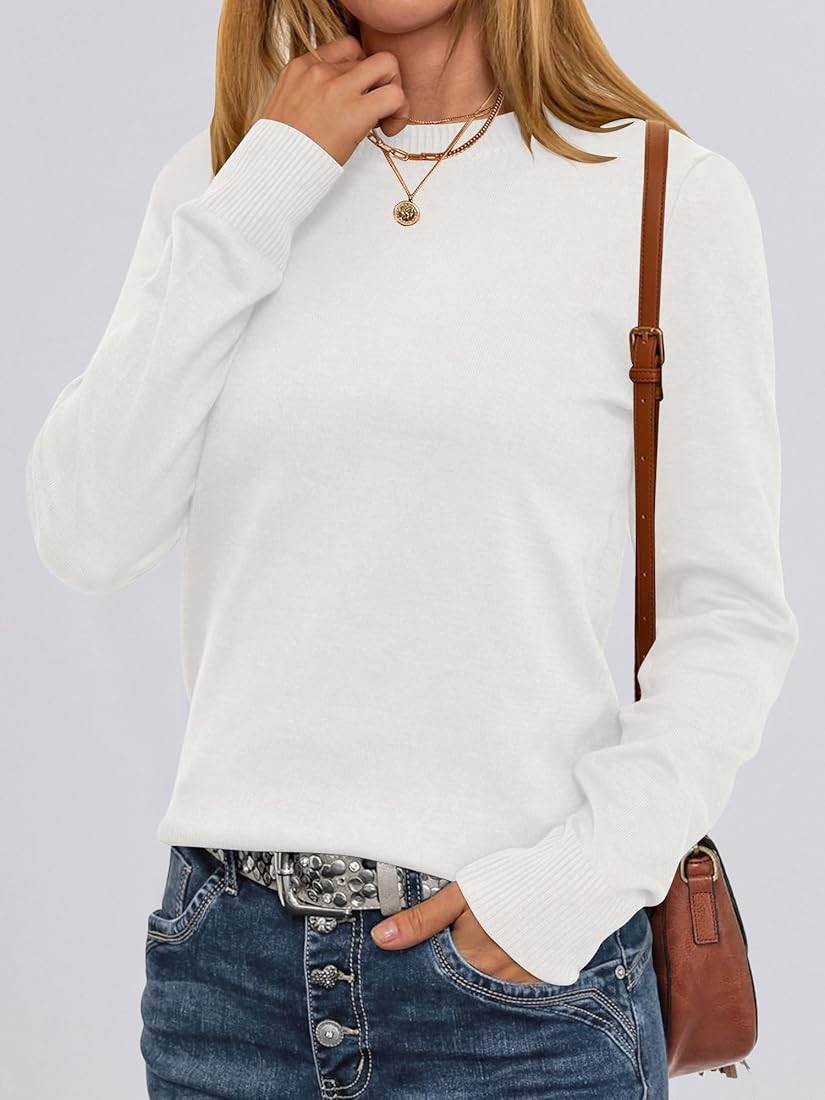 ANRABESS Women's Long Sleeve Crewneck Classic 2024 Fall Soft Basic Pullover Sweaters Top | Amazon (US)