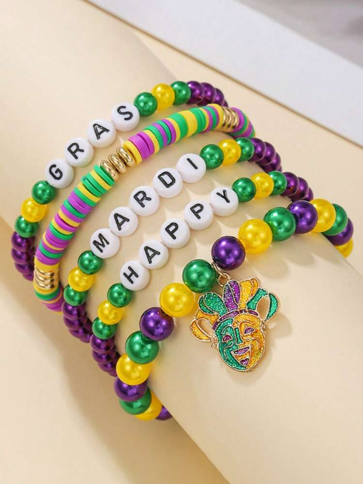 Bohemian Western Festival Mardi Gras Party Polymer Clay Layered Bracelet, Popular Cross-Border E-Commerce Item | SHEIN