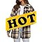 Beaully Women's Flannel Plaid Jacket Long Sleeve Button Down Chest Pocketed Shirts Coats Shacket ... | Amazon (US)