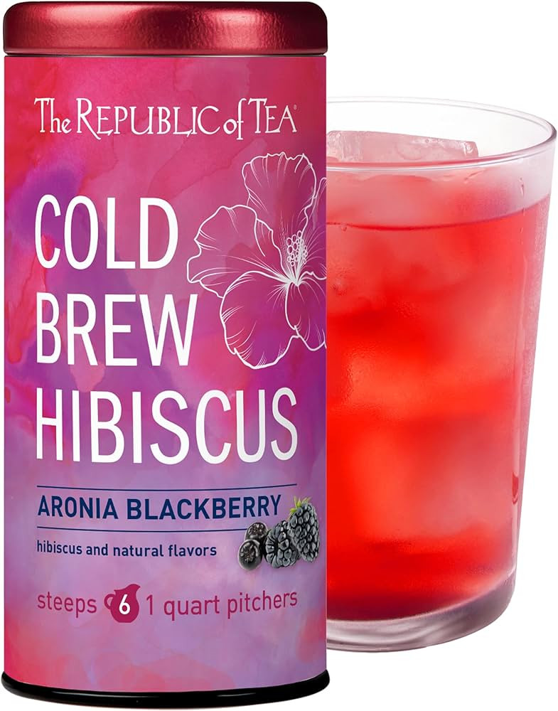 The Republic of Tea Cold Brew Hibiscus Aronia Blackberry Iced Tea | Large Herbal Pouches | Makes ... | Amazon (US)