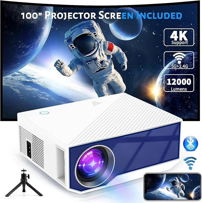Projector with WiFi and Bluetooth, Native 1080P 4K Support Portable Outdoor Video Mini Projectors... | Amazon (US)
