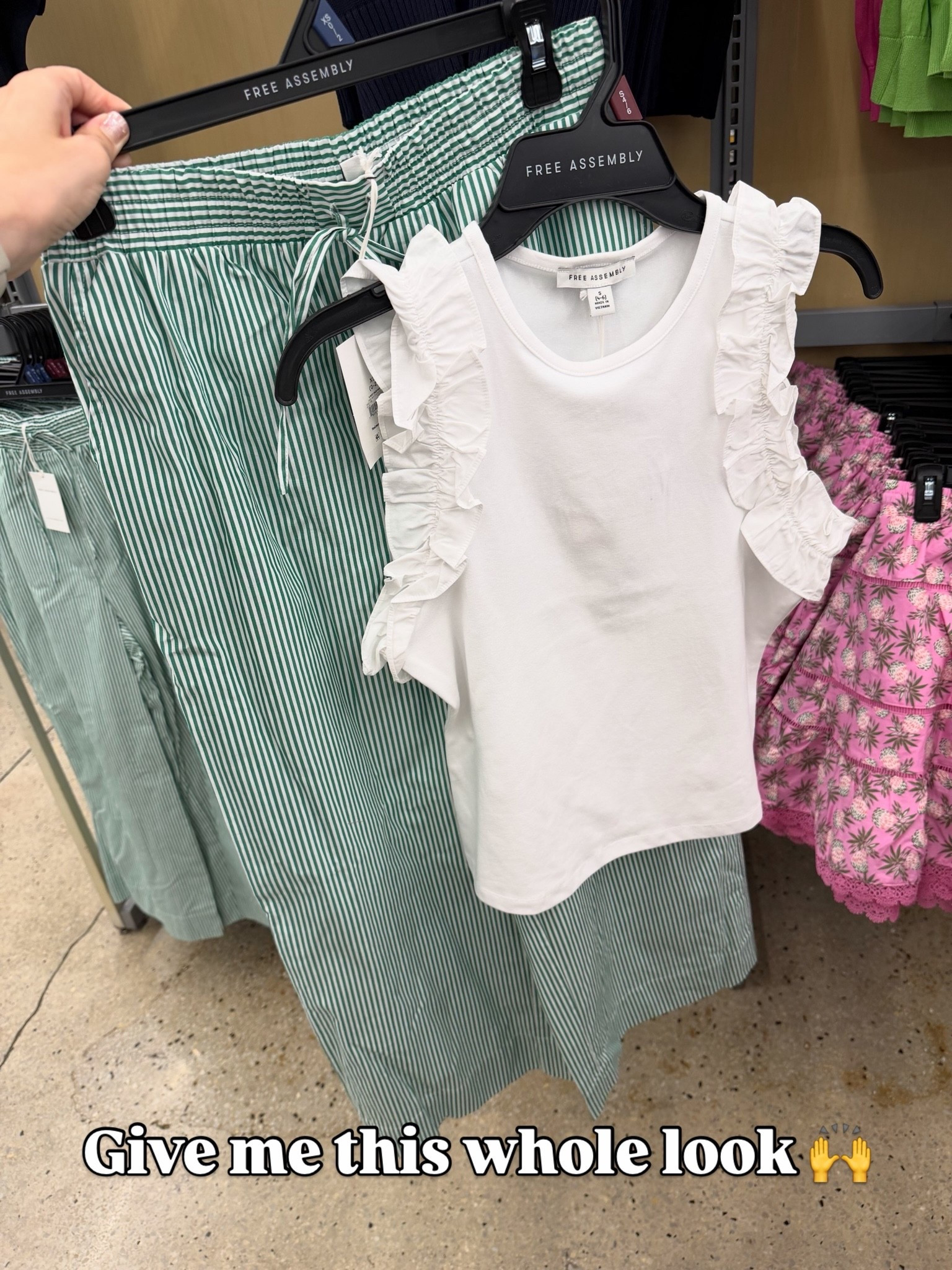 Walmart ruffle top and flowy wide leg stripe pants #walmartfashion