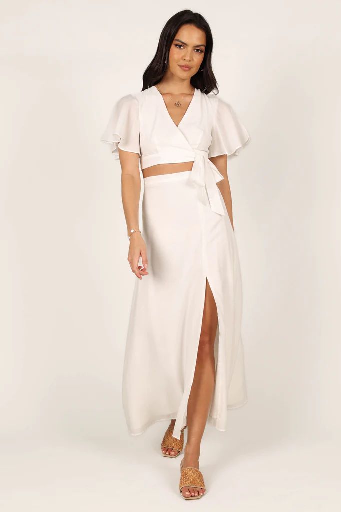 Alaia Wrap Skirt Two Piece Set - White | Petal & Pup (US)