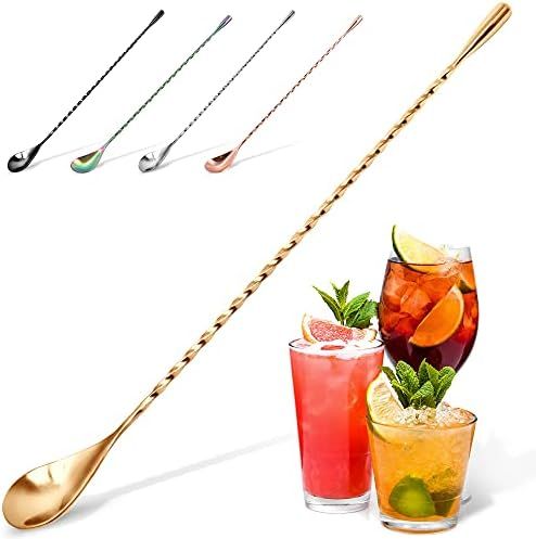 Zulay Premium 12 Inch Stainless Steel Cocktail Spoon - Long Attractive Spiral Design for Layering... | Amazon (US)