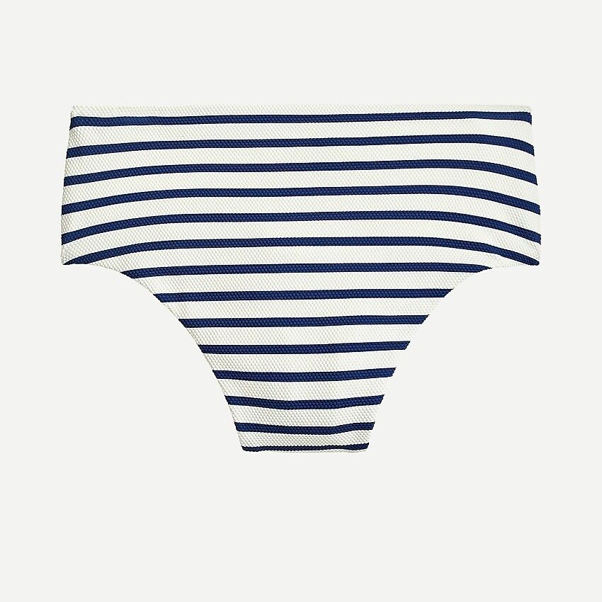 High-cut waist bikini bottom in textured stripe | J.Crew US