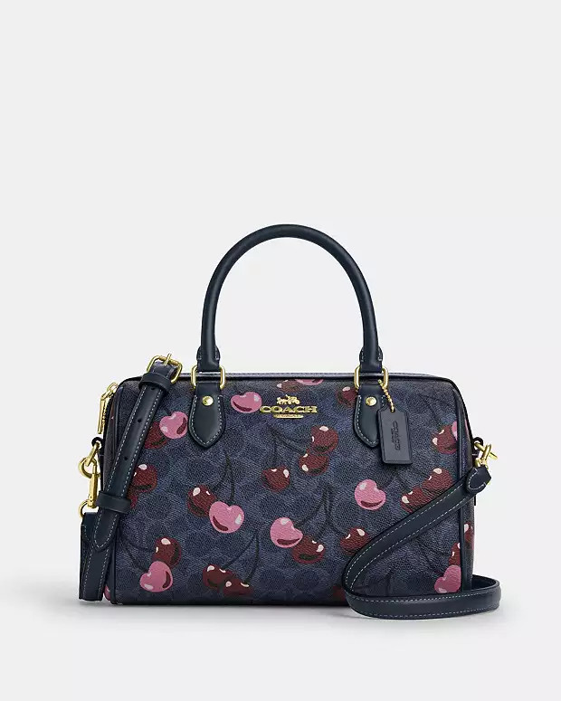Rowan Satchel Bag In Signature Canvas With Cherry Print | Coach Outlet US