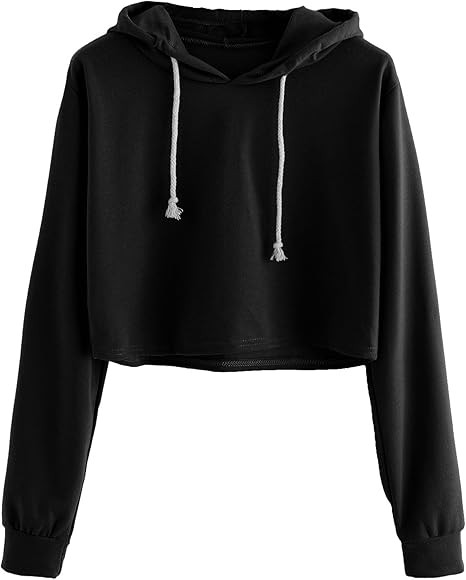 MakeMeChic Women's Long Sleeve Pullover Sweatshirt Crop Top Hoodies Black S at Amazon Women’s C... | Amazon (US)