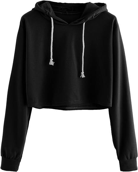 MakeMeChic Women's Long Sleeve Pullover Sweatshirt Crop Top Hoodies Black S at Amazon Women’s C... | Amazon (US)