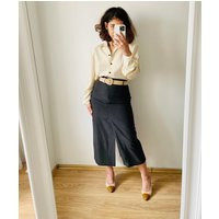 Vintage Dark Grey Wool Pencil Skirt | Etsy (US)