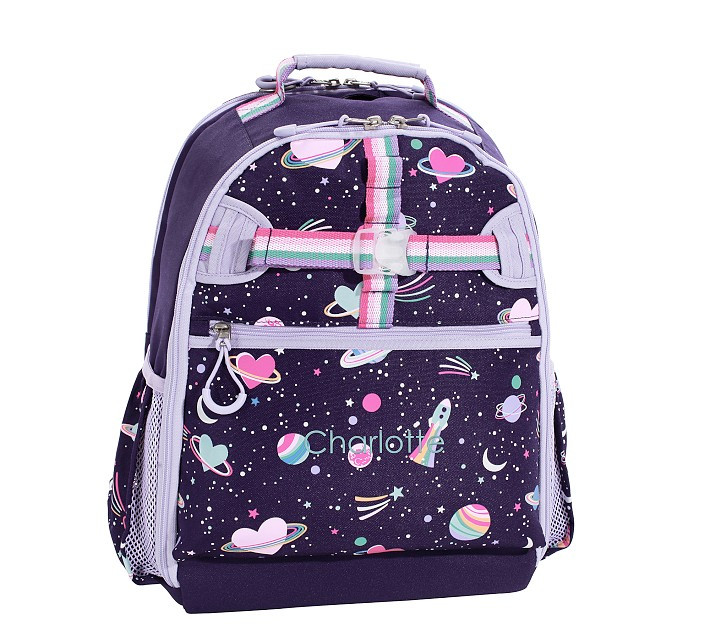 Mackenzie Rainbow Heart Galaxy Glow-in-the-Dark Adaptive Backpack | Pottery Barn Kids