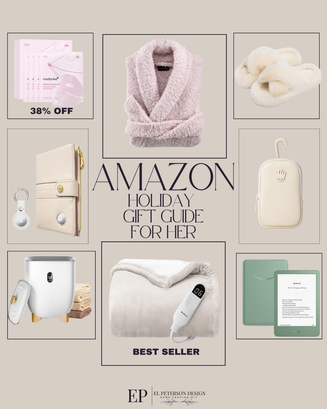 Amazon 
Gift guide for her 
Robe
Towel warmer
Wallet
Portable charger
Kinder
Electric blanket 
Slippers 

#LTKGiftGuide #LTKFindsUnder100 #LTKFindsUnder50