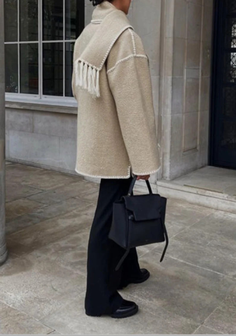 Elegant Loose Women's Coat With Scarf - Etsy UK | Etsy (UK)