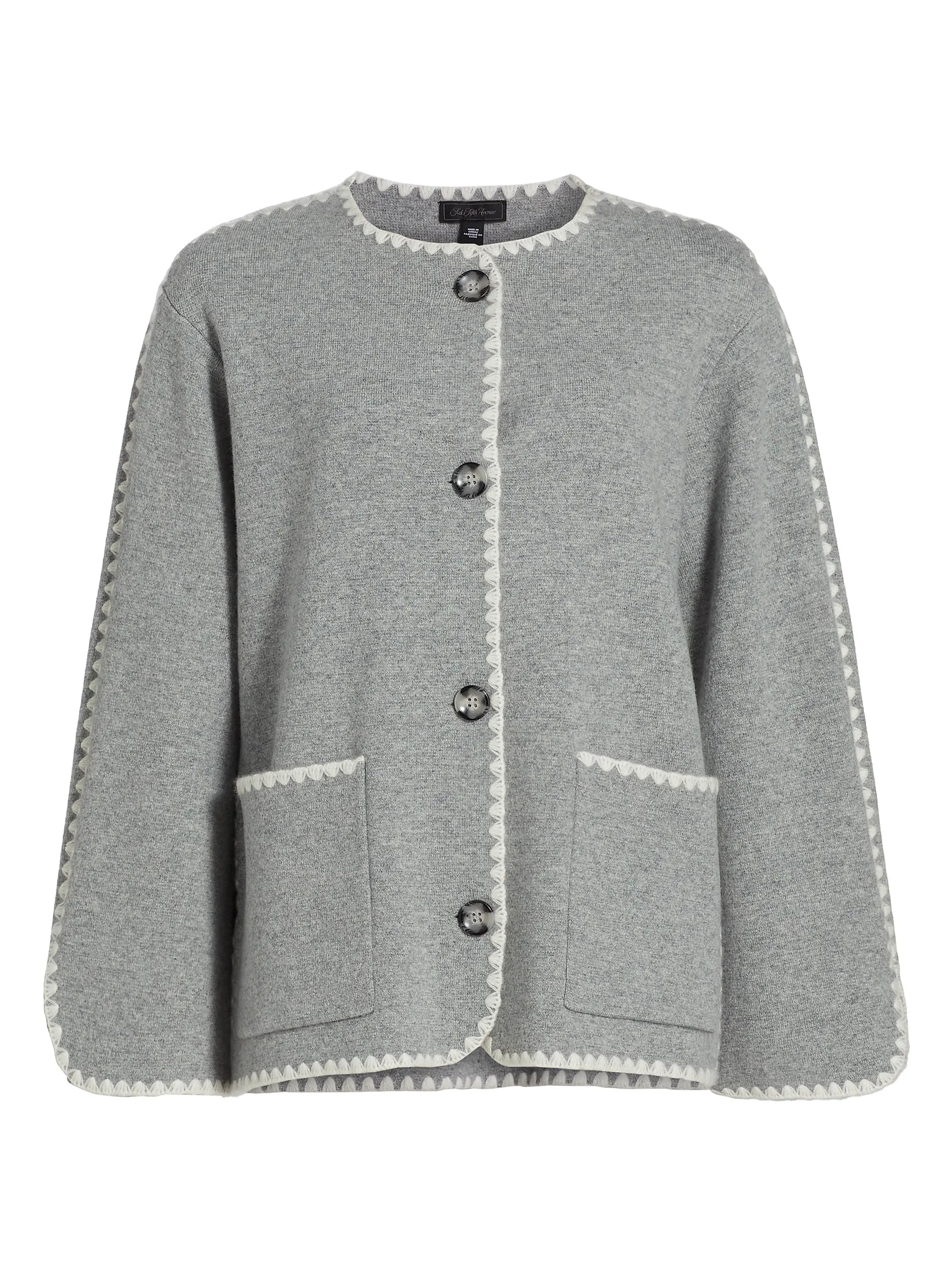 Whipstitch-Trim Cashmere Cardigan | Saks Fifth Avenue