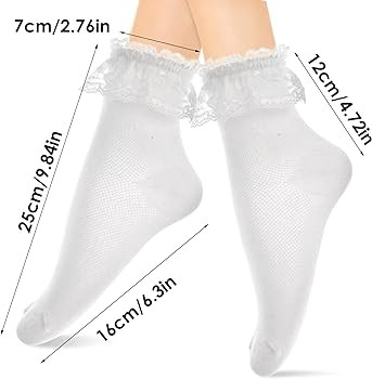 Women Frilly Ankle Socks - Soft White Ruffle Fashion Ladies Princess Lace Cotton Cute Socks | Amazon (US)
