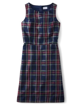 Womens Matching Family Christmas Sleeveless Plaid Satin Woven A-Line Dress | The Children's Place... | The Children's Place