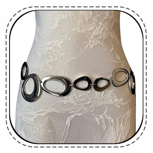 Irregular Circle Waist Chain Belt - Punk Gothic Crossover Body Chains Tassel for Women Girl (Silver) | Amazon (US)