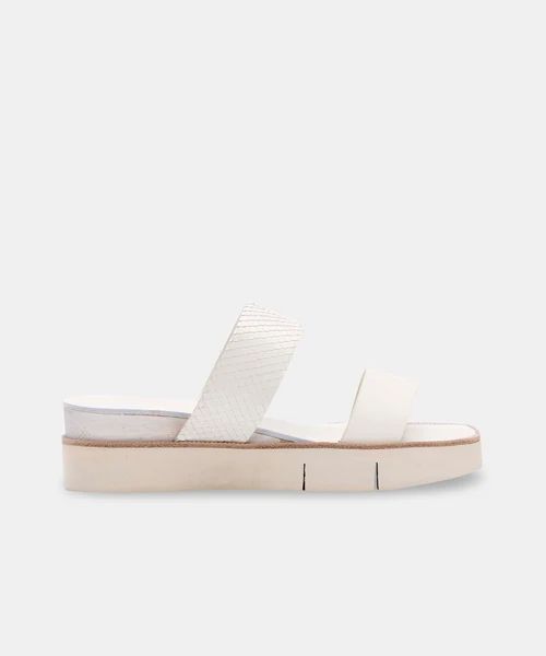 PARNI SANDALS IN WHITE EMBOSSED LEATHER | DolceVita.com