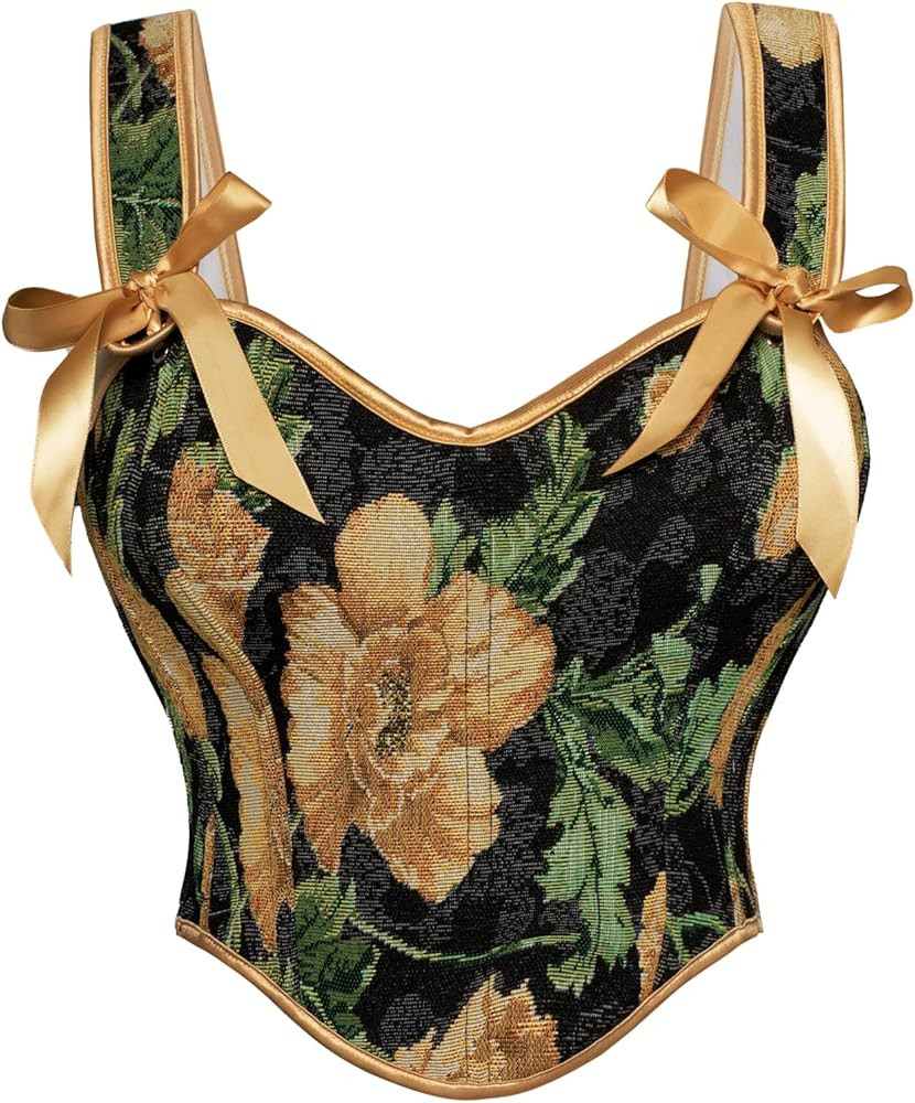 SCARLET DARKNESS Corset Tops for Women Sweetheart Neckline Floral Corset with Zipper Size 6-18 | Amazon (US)