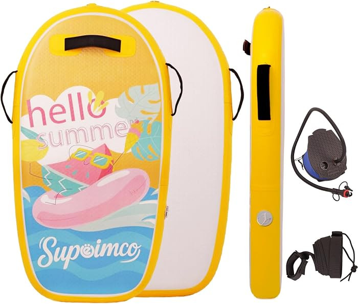 Inflatable Boogie Board, Bodyboard - Lightweight PVC Core Boogie Boards for Beach & Pool, Foldabl... | Amazon (US)