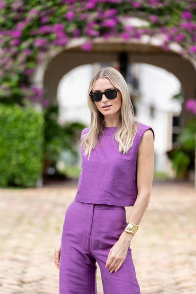 Dupioni Silk Slim Shell Top - Aubergine | Julia Amory