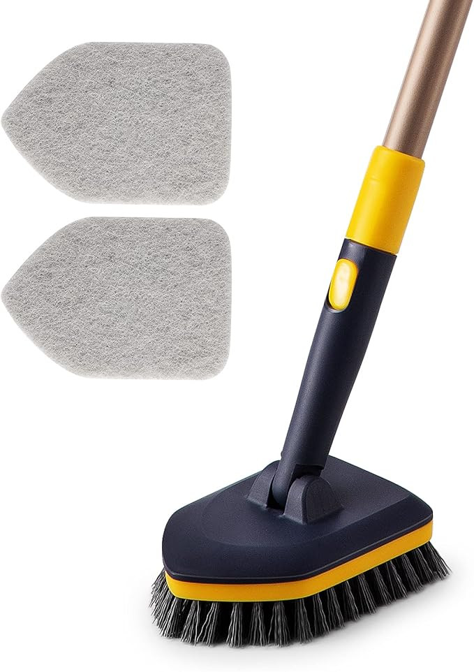 Yocada Tub Tile Scrubber Brush 2 in 1 Cleaning Brush 58.2" Adjustable Telescopic Pole Stiff Brist... | Amazon (US)
