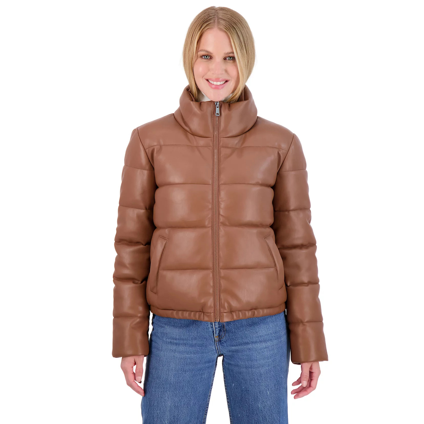 Juniors' Sebby Faux Leather Puffer Jacket | Kohl's