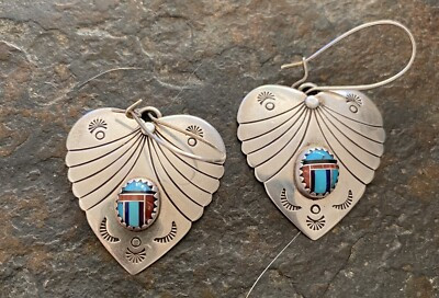 Native American made earrings inlaid/SS /9gm  | eBay | eBay US