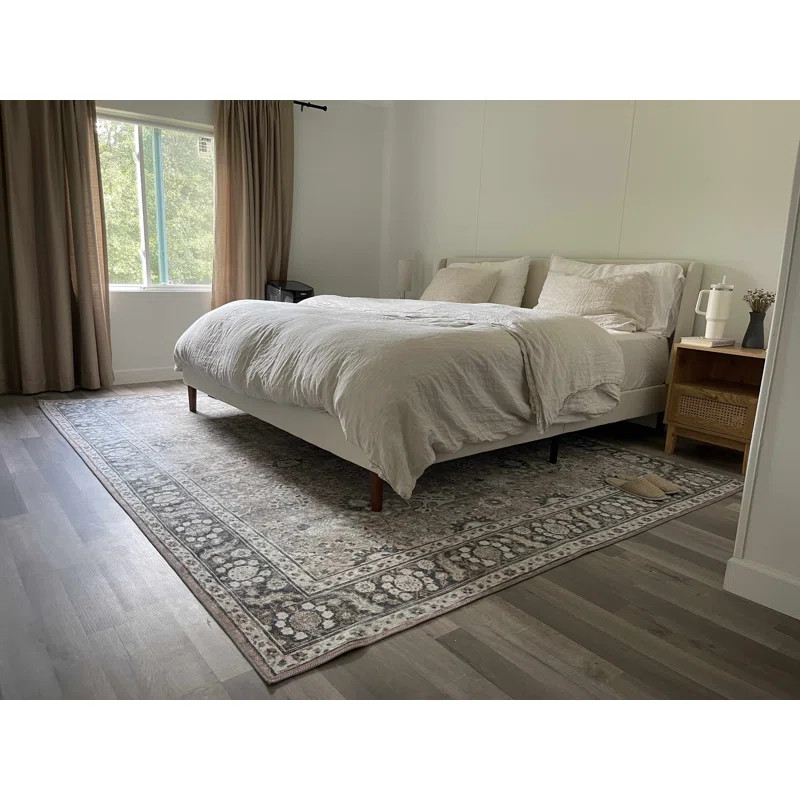 Agalia Machine Washable Oriental Charcoal/Black Area Rug | Wayfair North America
