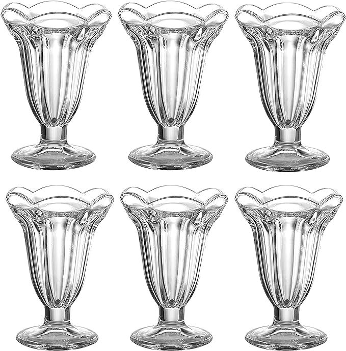 WHOLE HOUSEWARES | Glass Tulip Sundae Cups | 5.6 Ounce Set of 6 | Glass Ice Cream Dessert and Sod... | Amazon (US)