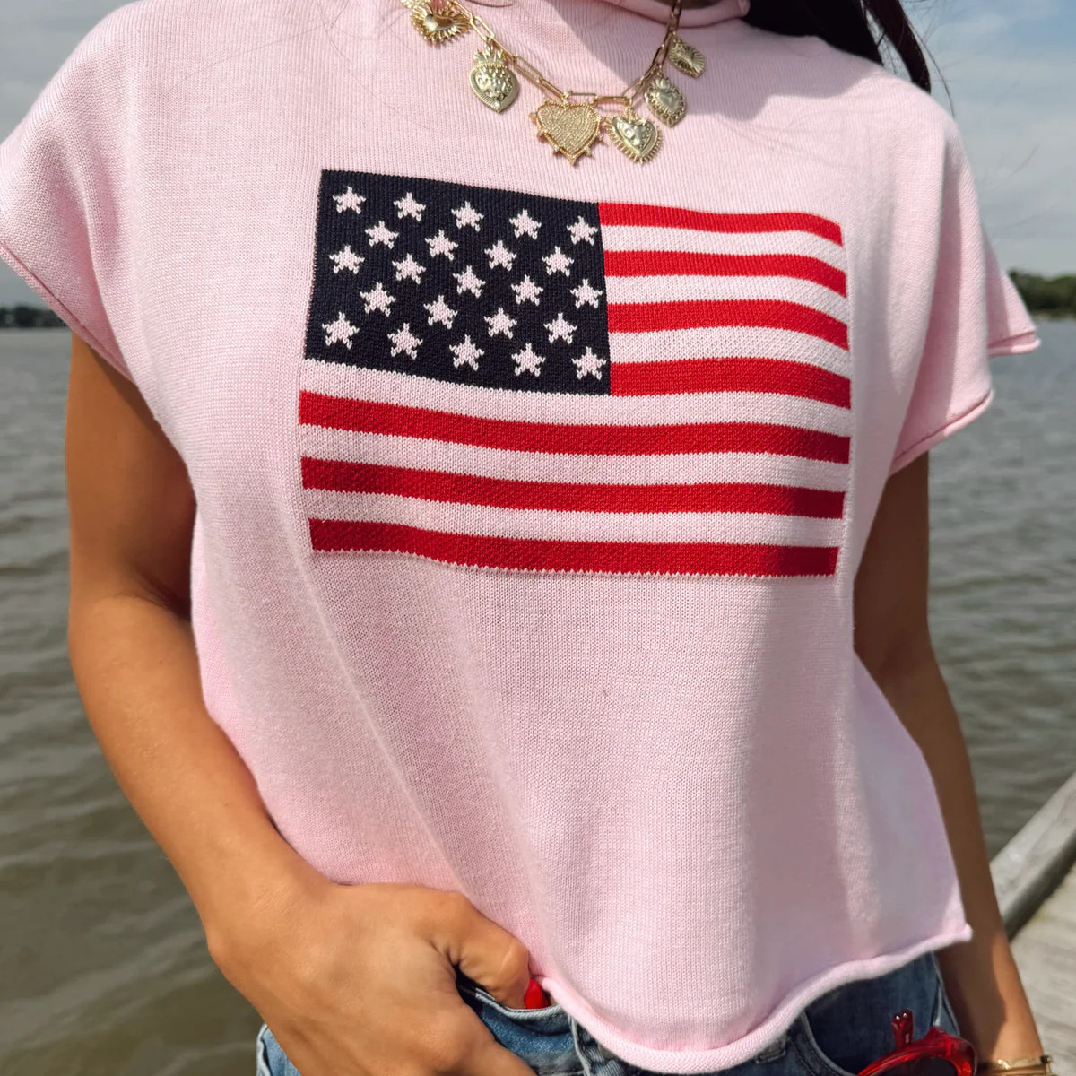Red, White, And Cute Sweater - Pink | The Impeccable Pig