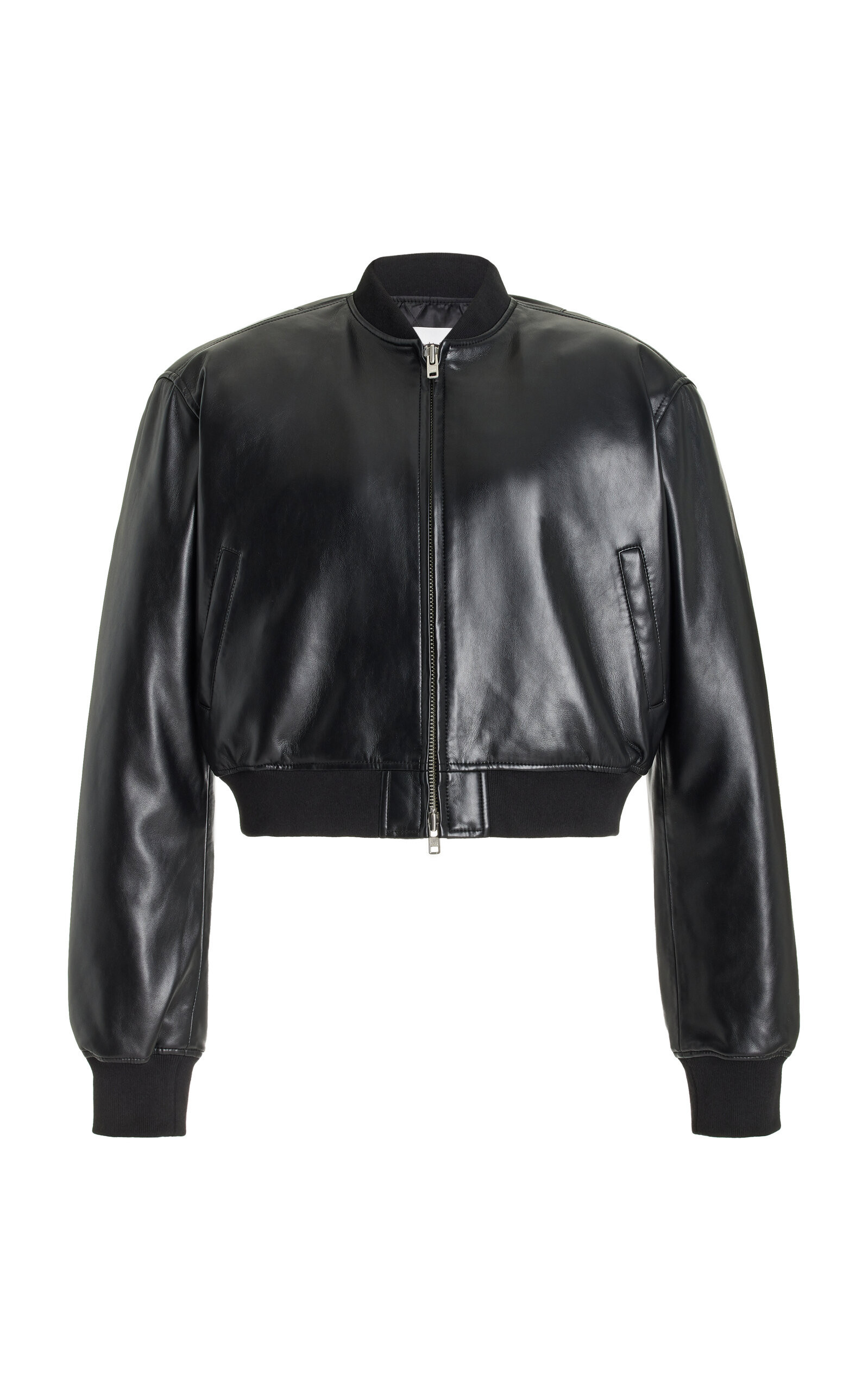 The Frankie Shop - Mickey Cropped Faux Leather Bomber Jacket - Black - L - Moda Operandi | Moda Operandi (Global)