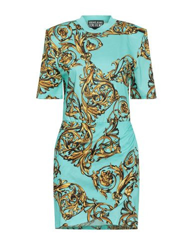 Versace Jeans Couture Woman Mini dress Turquoise Size 4 Cotton | YOOX (US)