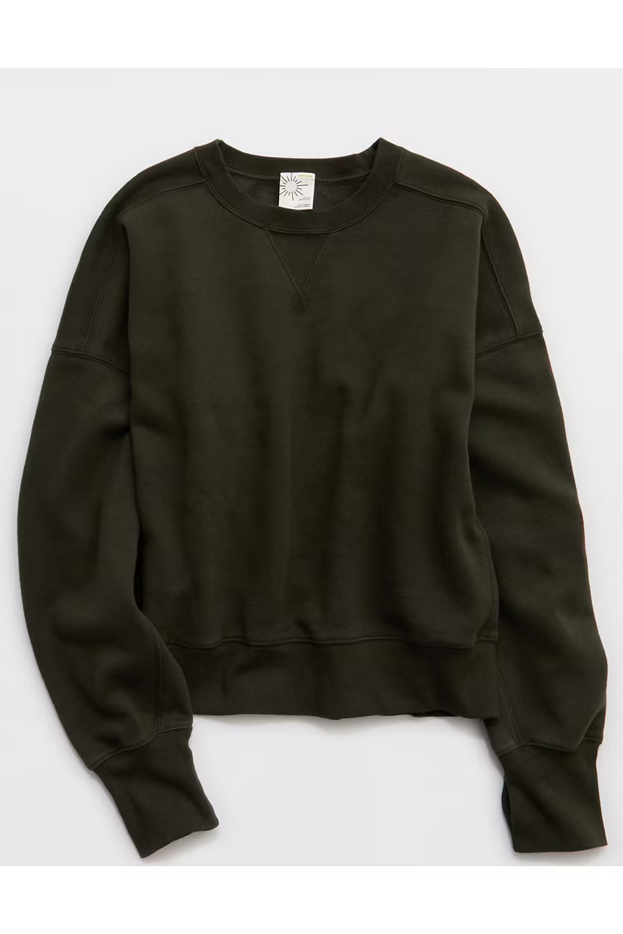 OFFLINE By Aerie Cloud Fleece Classic Crewneck Sweatshirt Women's Olive Petal XXS | American Eagle Outfitters (US & CA)