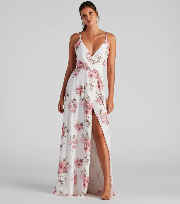 Geneviève Floral Chiffon Wrap Dress | Windsor Stores