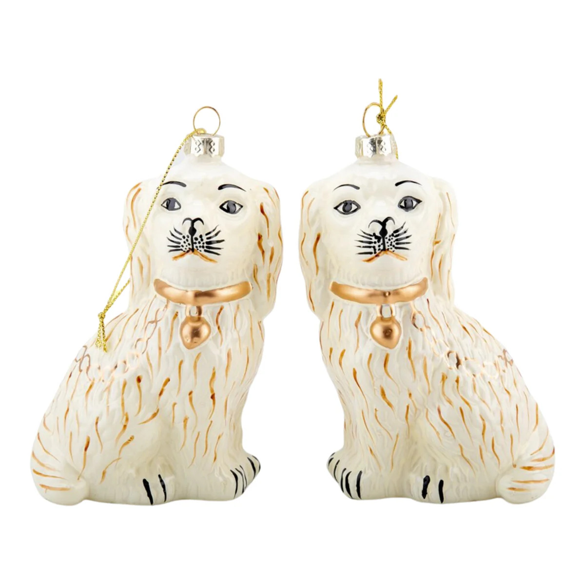 Pair of Cream Glass Dog Ornaments | The Well Appointed House, LLC