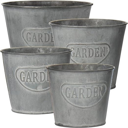 Click for more info about Galvanized Tin Planter Vintage Galvanized Metal Bucket Pot for Farmhouse Wall Decor Hanging Plant...