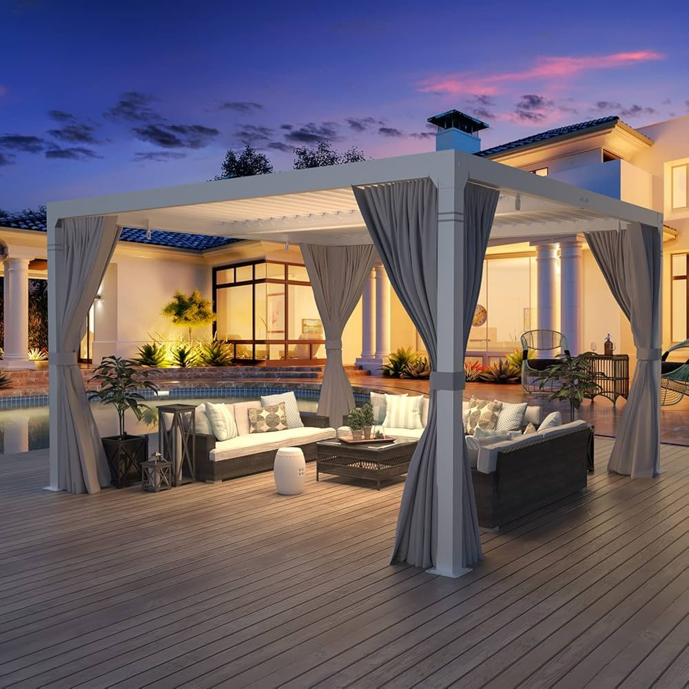 YOLENY Louvered Pergola 10x10, All Aluminum Pergola with Adjustable Rainproof Roof, Outdoor Pergo... | Amazon (US)