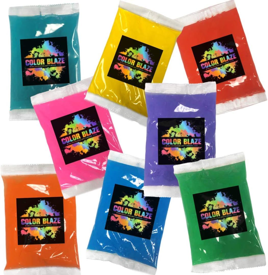 Color Blaze 8 Holi Color Powder Packets - 75 g Each - Pack of 8 Multi Colored Powders - Pink, Red... | Amazon (US)