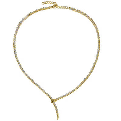Guili Bold 14k Gold Plated Cubic Zirconia Coiled Snake Tennis Chain Necklace Ð Sparkling, Trendy Jewelry with a Chic and Edgy Design | Target