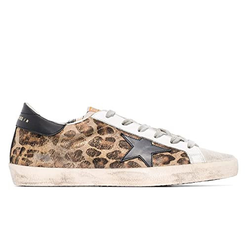 Golden Goose Super-Star Leopard Horsy Quarter Leather Star and Heel Womens Distressed Sneakers - 37 EU/ 7 US | Amazon (US)