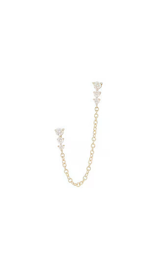 EF COLLECTION Graduated Diamond Double Chain Stud Earring in Metallic Gold. | Revolve Clothing (Global)