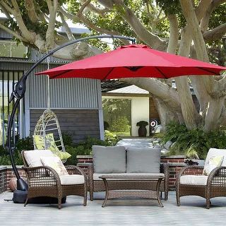 Clihome Aluminum Curved Cantilever Patio Umbrella with Base | Overstock.com Shopping - The Best D... | Bed Bath & Beyond