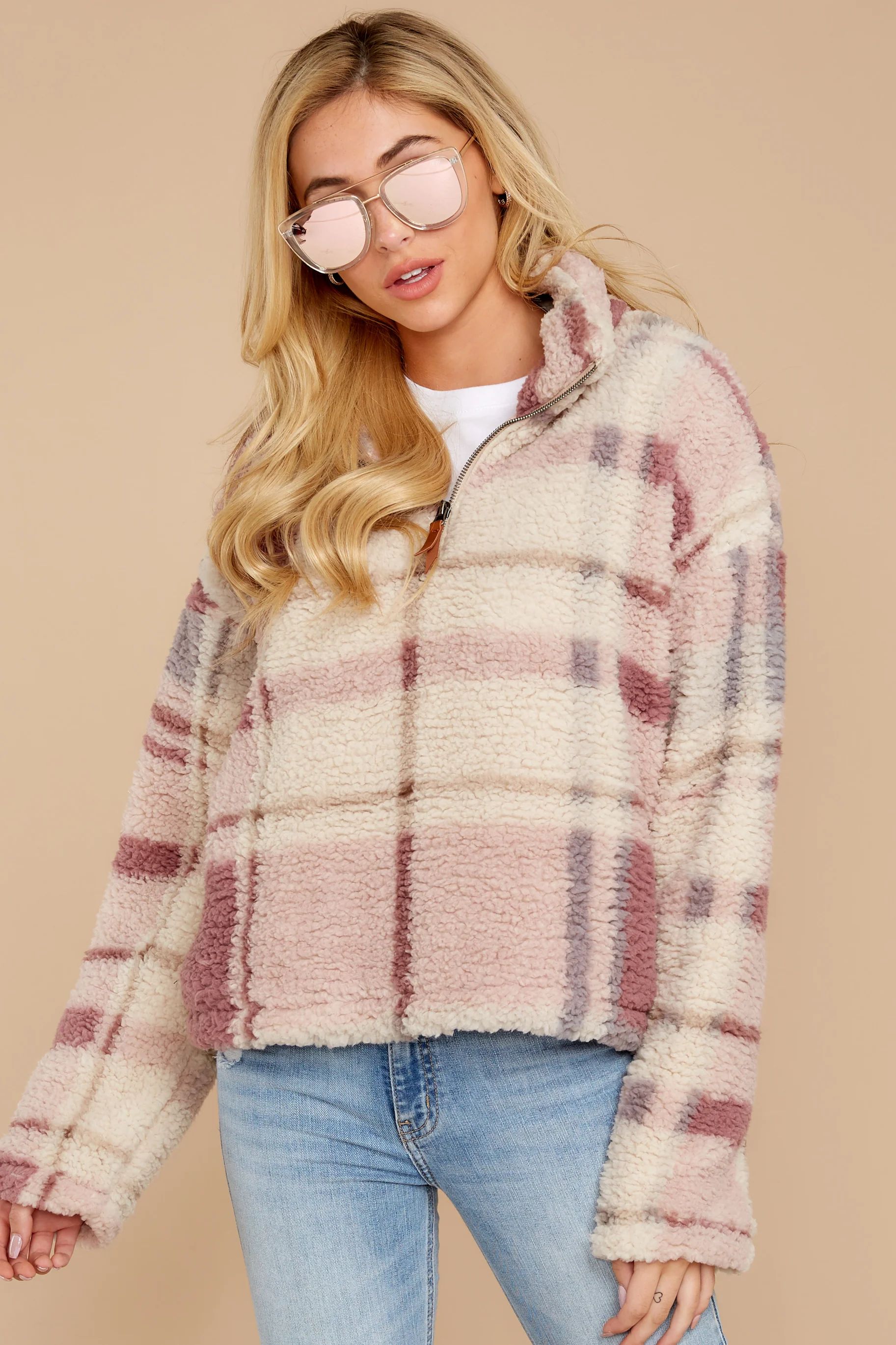 Walking Poetry Dusty Mauve Plaid Pullover | Red Dress 