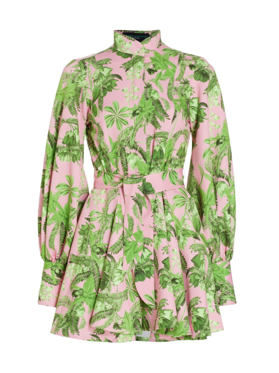 Amorio Belted Floral-Print Twill Dress | Saks Fifth Avenue