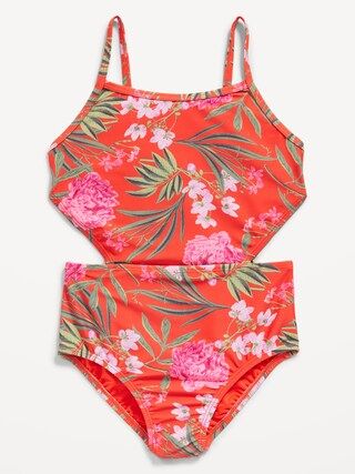Printed Side-Cutout One-Piece Swimsuit for Girls | Old Navy (US)