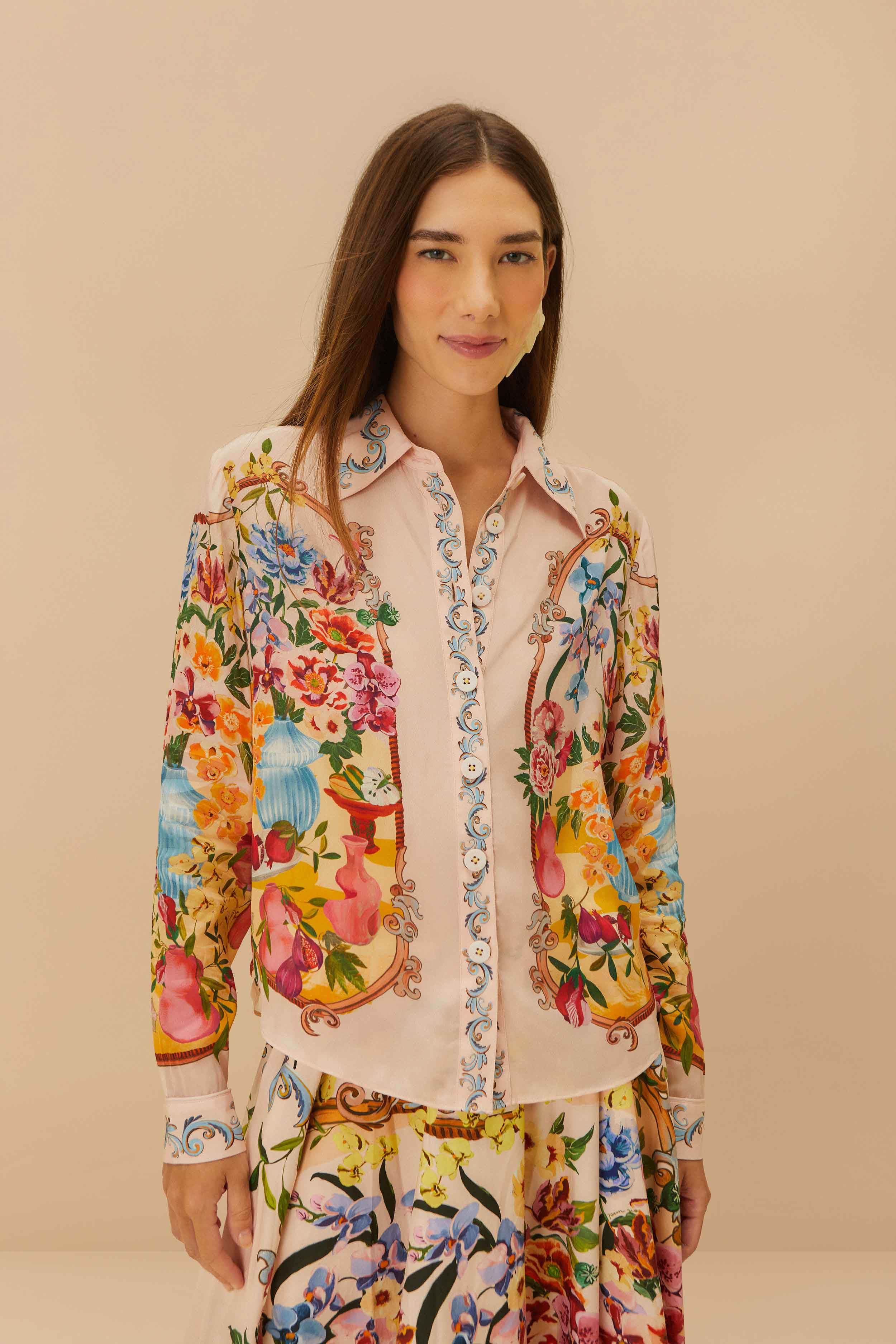 Pink Garden Terrace Shirt | FarmRio (US)