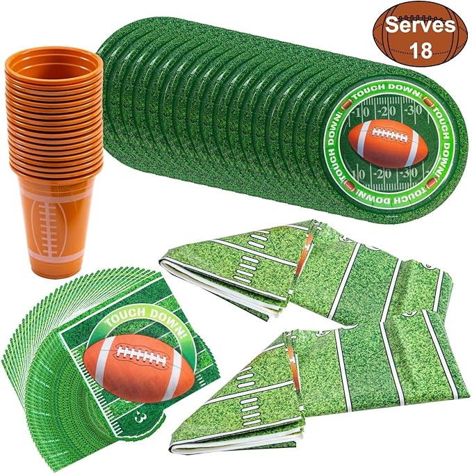 JOYIN Football Game Day Party Supplies Pack-18 Football Themed Cups, 18 Plates (9 inches), 36 Nap... | Amazon (US)