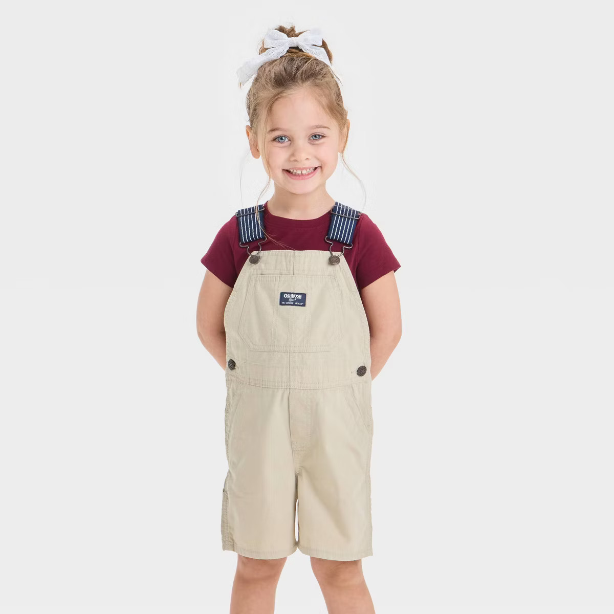 OshKosh B'gosh Toddler Girls' Chino Shortalls - Khaki | Target