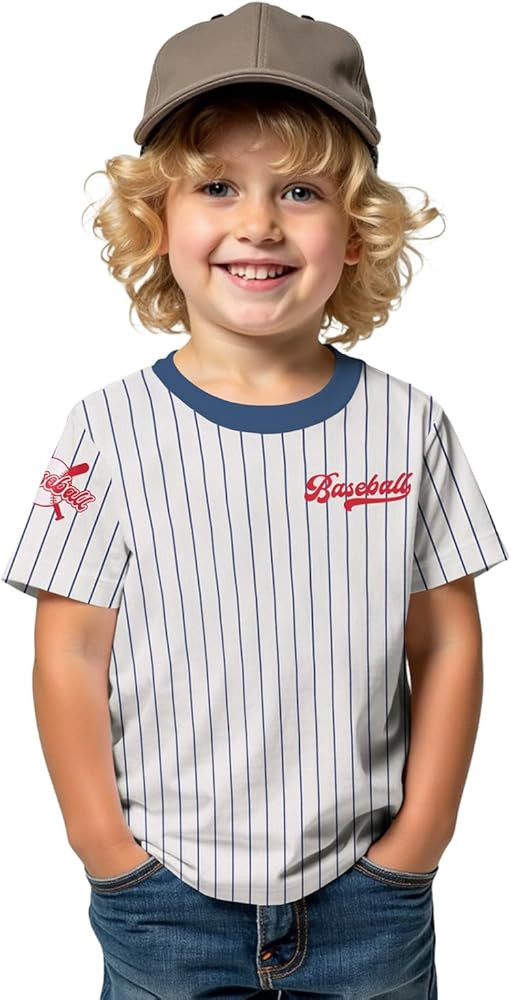 SOFEON Baseball Shirts for Toddler Boys Stripe Baseball Graphic Letter T-Shirt Funny Game Day Sho... | Amazon (US)