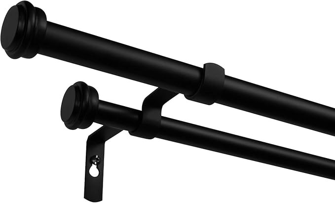 Exclusive Home Curtains ER1025-04 66120 Topper Double Curtain Rod and Finial Set, 66"-120", Matte... | Amazon (US)